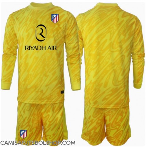 Camisa de time de futebol Atletico Madrid Goleiro Replicas 3º Equipamento Infantil 2024-25 Manga Comprida (+ Calças curtas)
